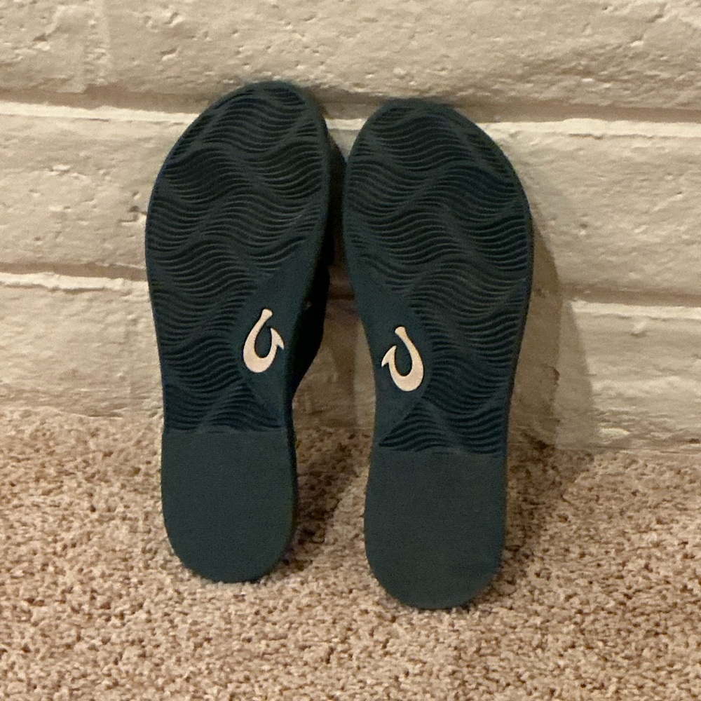 OluKai Women's Blue Sandals with Brown Buckle - Picture 3 of 5